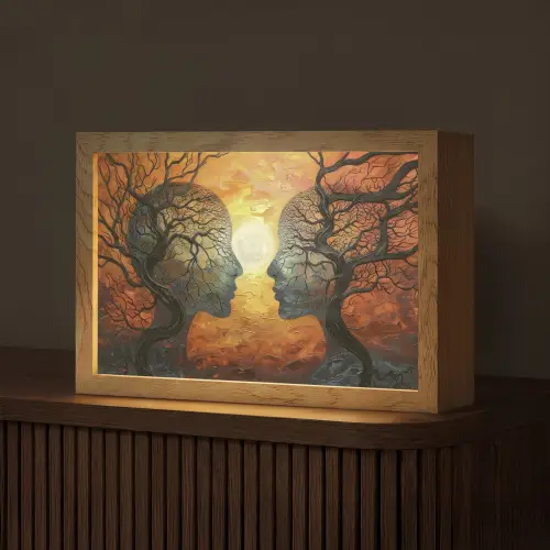 Bomen - Gezichten - Zon - Kunst Light Box met kabel (Tafellamp) klein -z3d_website
