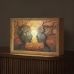 Bomen - Gezichten - Zon - Kunst Light Box met kabel (Tafellamp) klein -z3d_website