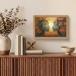 Bomen - Gezichten - Zon - Kunst Light Box met kabel (Tafellamp) klein -sfeer2