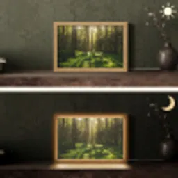 Bomen - Bos - Mos - Planten - Zon - Natuur Light Box met kabel (Tafellamp) klein -sfeer3