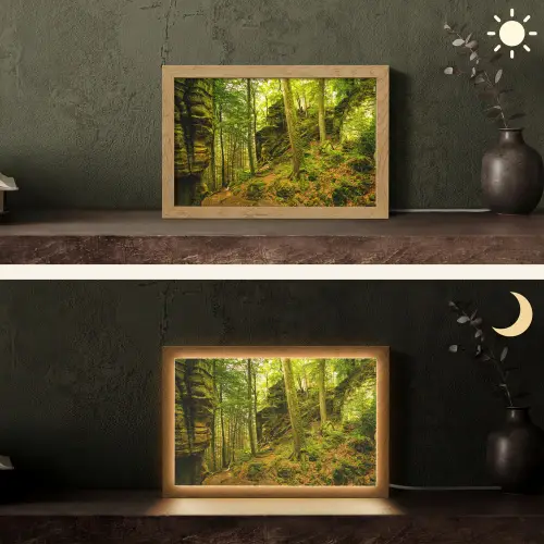 Bomen - Steen - Bos - Natuur - Planten Light Box met kabel (Tafellamp) klein -sfeer3