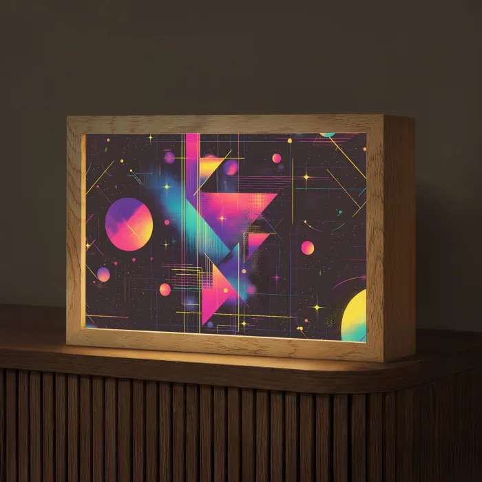 Driehoeken - Cirkels - Abstract - Sterren Light Box met kabel (Tafellamp) klein -z3d_website