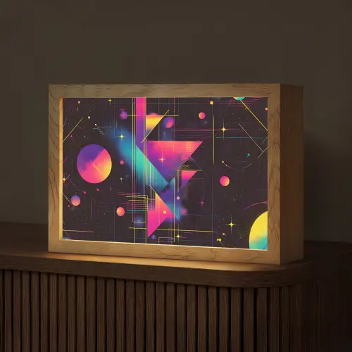 Driehoeken - Cirkels - Abstract - Sterren Light Box met kabel (Tafellamp) klein -z3d_website