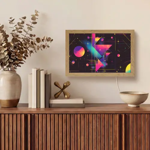 Driehoeken - Cirkels - Abstract - Sterren Light Box met kabel (Tafellamp) klein -sfeer2