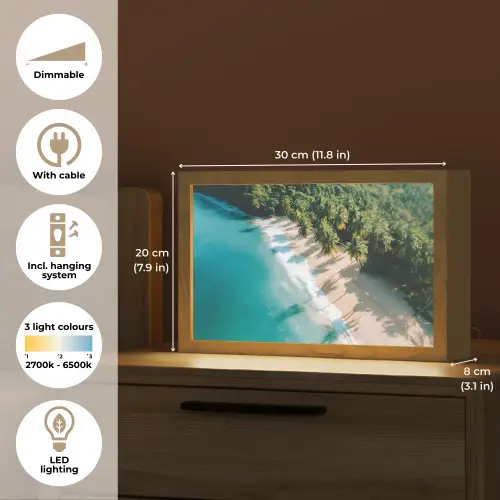 Tropisch - Strand - Water - Palmbomen Light Box met kabel (Tafellamp) klein -USP_EN