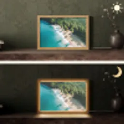Tropisch - Strand - Water - Palmbomen Light Box met kabel (Tafellamp) klein -sfeer3