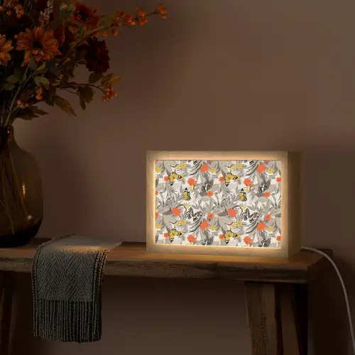 Tropisch - Zomer - Vlinder - Bloemen Light Box met kabel (Tafellamp) klein 924 -sfeer4