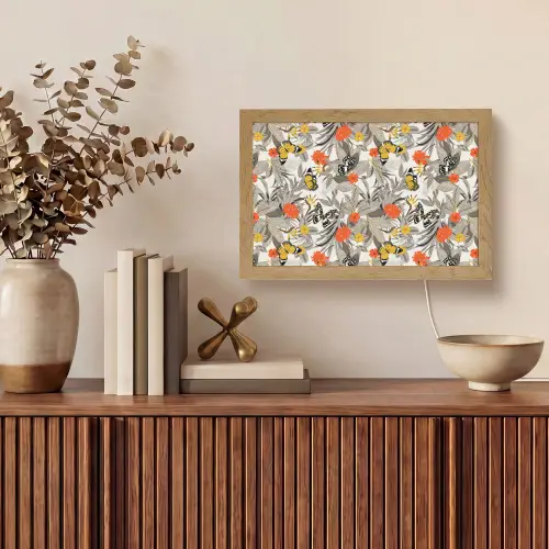 Tropisch - Zomer - Vlinder - Bloemen Light Box met kabel (Tafellamp) klein 924 -sfeer2