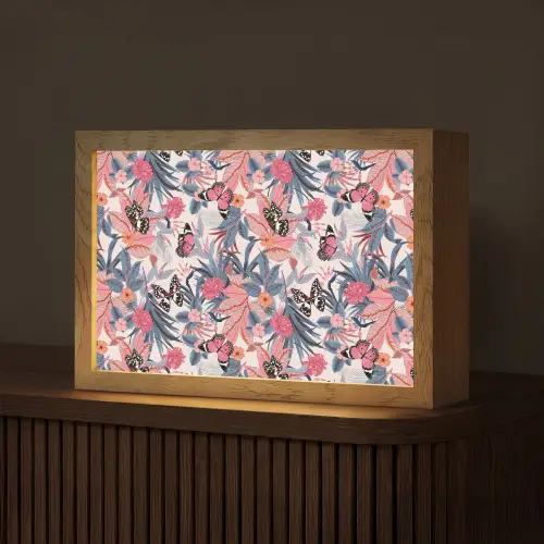 Tropisch - Zomer - Vlinder - Perzik Light Box met kabel (Tafellamp) klein 924 -z3d_website