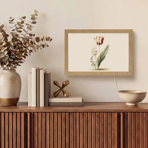 Tulp - Minimalistisch - Beige Light Box met kabel (Tafellamp) klein -sfeer2