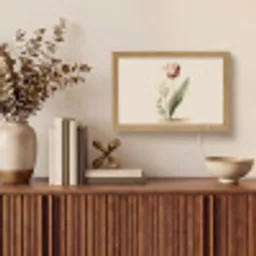 Tulp - Minimalistisch - Beige Light Box met kabel (Tafellamp) klein -sfeer2