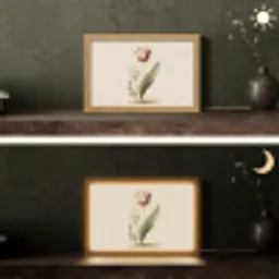 Tulp - Minimalistisch - Beige Light Box met kabel (Tafellamp) klein -sfeer3