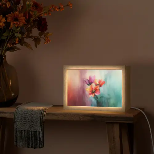 Tulpen - Lichtreflecties - Kleurverloop Light Box met kabel (Tafellamp) klein -sfeer4