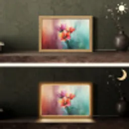 Tulpen - Lichtreflecties - Kleurverloop Light Box met kabel (Tafellamp) klein -sfeer3