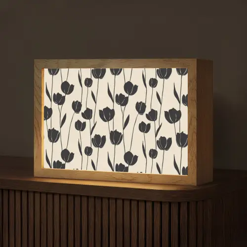Tulpen - Patroon - Zwart Light Box met kabel (Tafellamp) klein 924 -z3d_website