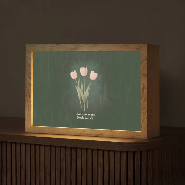 Tulpen - Roze - Tekst - Love Light Box met kabel (Tafellamp) klein -z3d_website