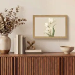 Tulpen - Wit - Bladeren Light Box met kabel (Tafellamp) klein -sfeer2