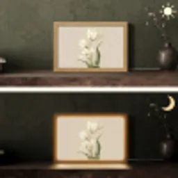 Tulpen - Wit - Bladeren Light Box met kabel (Tafellamp) klein -sfeer3