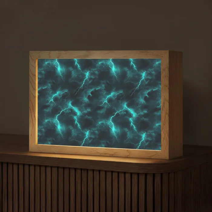 Turquoise - Bliksem - Wolken Light Box met kabel (Tafellamp) klein 924 -z3d_website