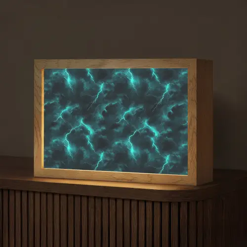 Turquoise - Bliksem - Wolken Light Box met kabel (Tafellamp) klein 924 -z3d_website