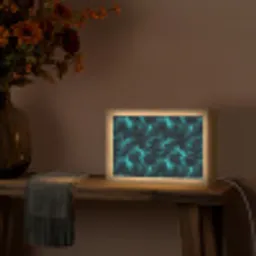 Turquoise - Bliksem  - Wolken Light Box met kabel (Tafellamp) klein 924 -sfeer4