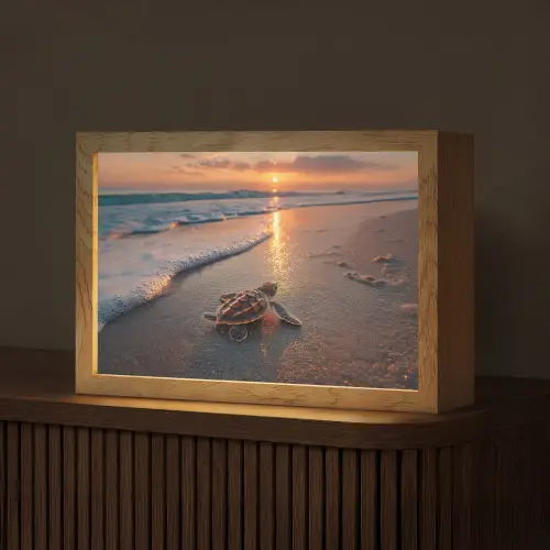 Schildpad - strand - Zonsondergang Light Box met kabel (Tafellamp) klein -z3d_website