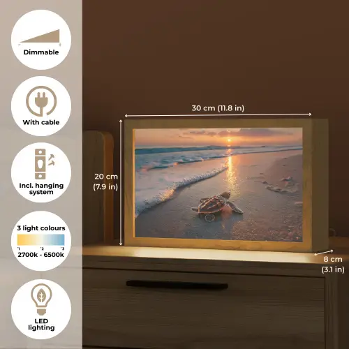 Schildpad - strand - Zonsondergang Light Box met kabel (Tafellamp) klein -USP_EN