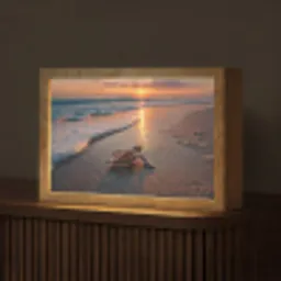 Schildpad - strand - Zonsondergang Light Box met kabel (Tafellamp) klein -z3d_website