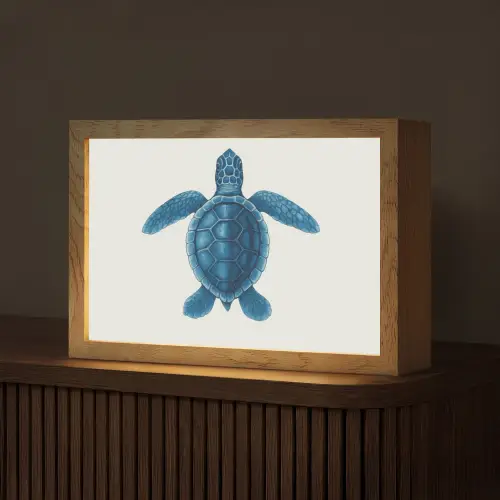 Schildpad - Blauw - Schild Light Box met kabel (Tafellamp) klein -z3d_website