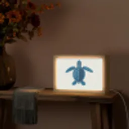 Schildpad - Blauw - Schild Light Box met kabel (Tafellamp) klein -sfeer4