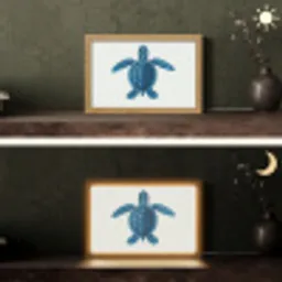 Schildpad - Blauw - Schild Light Box met kabel (Tafellamp) klein -sfeer3