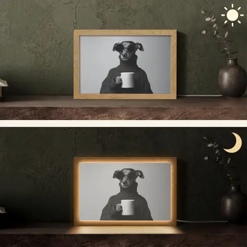 Coltrui - Hond - Bril - Mok Light Box met kabel (Tafellamp) klein -sfeer3
