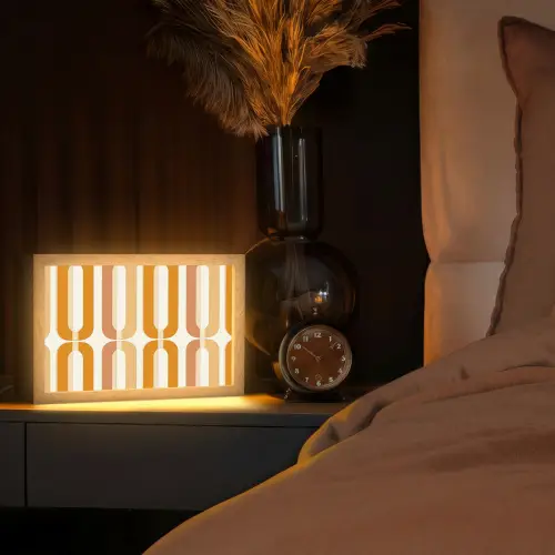U-vorm - Retro - Oranje Light Box met kabel (Tafellamp) klein 924 -sfeer1