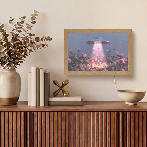 Ufo - Rozen - Pastelkleuren Light Box met kabel (Tafellamp) klein -sfeer2