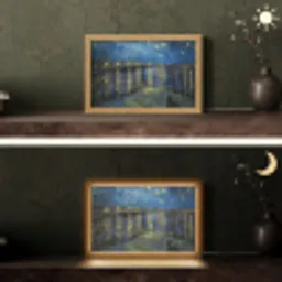 Van Gogh - Brug - Oude meesters Light Box met kabel (Tafellamp) klein -sfeer3