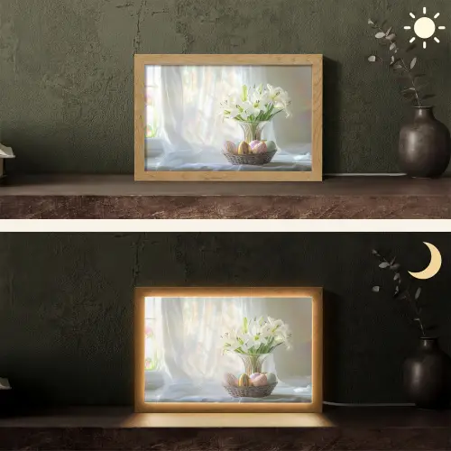 Vaas - Eieren - Bloemen Light Box met kabel (Tafellamp) klein -sfeer3