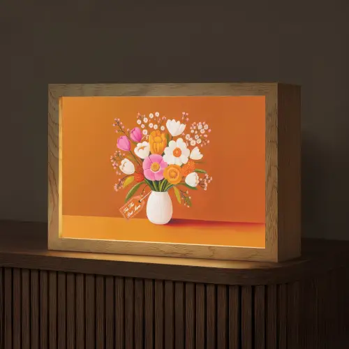 Vaas - Bloemen - Oranje Light Box met kabel (Tafellamp) klein -z3d_website