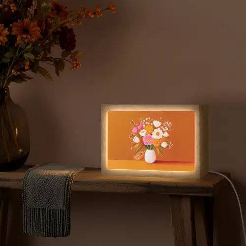 Vaas - Bloemen - Oranje Light Box met kabel (Tafellamp) klein -sfeer4