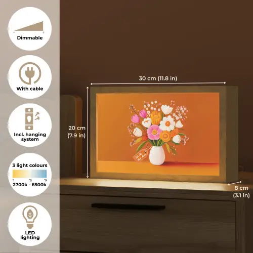 Vaas - Bloemen - Oranje Light Box met kabel (Tafellamp) klein -USP_EN