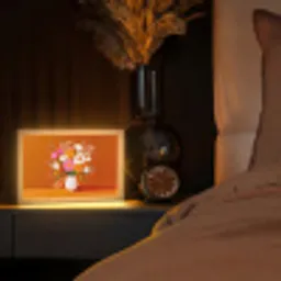 Vaas - Bloemen - Oranje Light Box met kabel (Tafellamp) klein -sfeer1