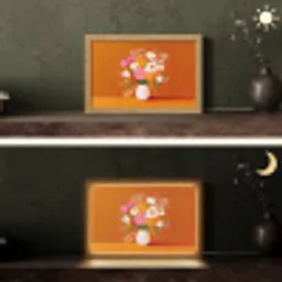 Vaas - Bloemen - Oranje Light Box met kabel (Tafellamp) klein -sfeer3