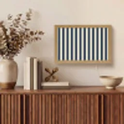 Verticale strepen - Blauw - Crème Light Box met kabel (Tafellamp) klein 924 -sfeer2
