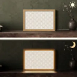 Vintage - Waaier -Crème Light Box met kabel (Tafellamp) klein 924 -sfeer3