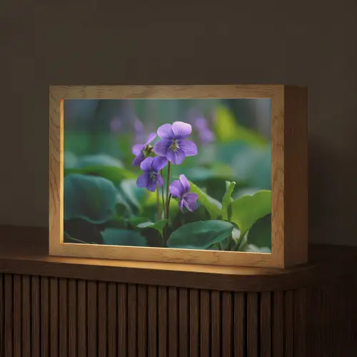 Viooltjes - Paars - Bloem - Bladeren Light Box met kabel (Tafellamp) klein -z3d_website