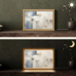 Aquarel - Abstract - Kunst Light Box met kabel (Tafellamp) klein -sfeer3