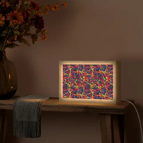 Waterverf - Rood - Geel Light Box met kabel (Tafellamp) klein 924 -sfeer4