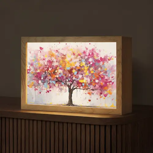 Aquarel - Boom - Kunst - Abstract Light Box met kabel (Tafellamp) klein -z3d_website