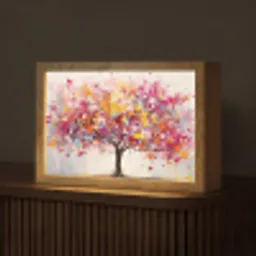 Aquarel - Boom - Kunst - Abstract Light Box met kabel (Tafellamp) klein -z3d_website