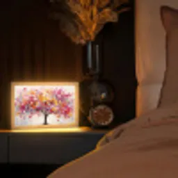 Aquarel - Boom - Kunst - Abstract Light Box met kabel (Tafellamp) klein -sfeer1