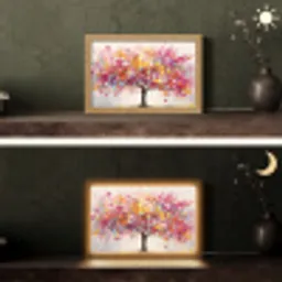 Aquarel - Boom - Kunst - Abstract Light Box met kabel (Tafellamp) klein -sfeer3